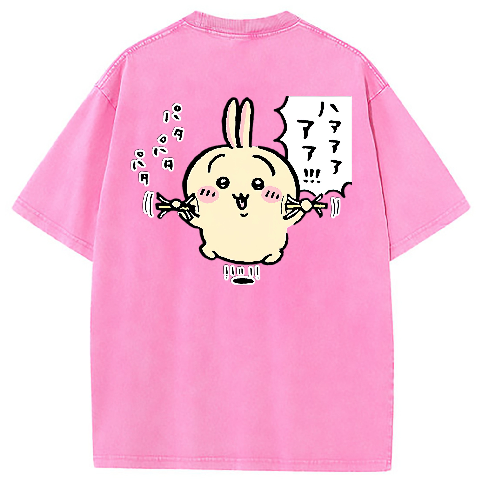 （画像用） ちいかわ うさぎ Chii-kawa usagi 綿100% ヴィンテージ風 半袖Tシャツ（背面プリント）
